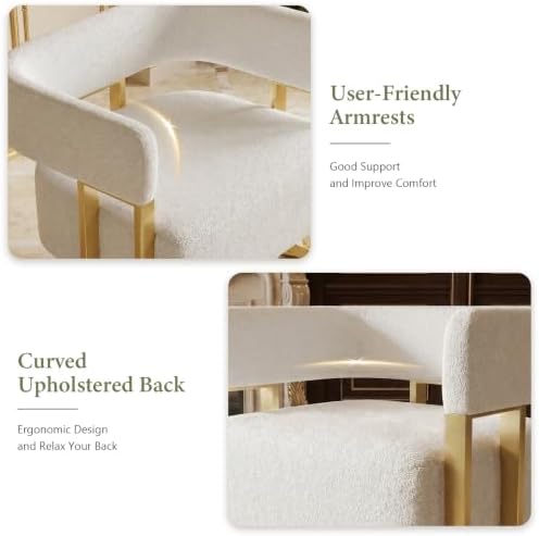 Modern Accent Chair Set of 2, Barrel Chairs, White Arm Chairs Living Room