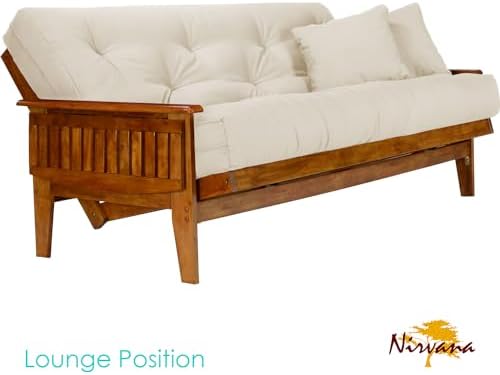 Eastridge Futon Set - Full Size, Frame, 8" Mattress, Twill Ivory Cover