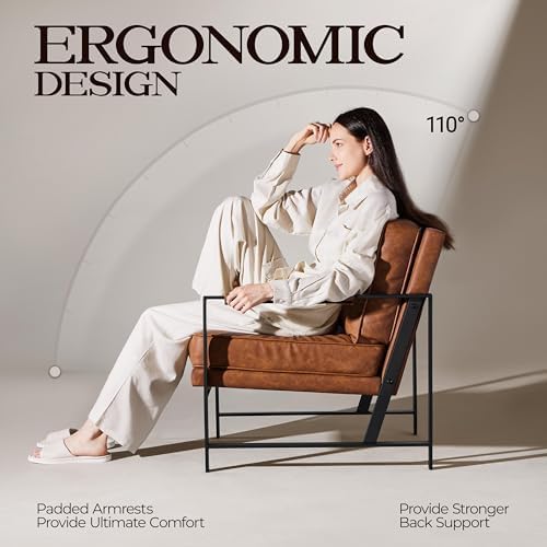 Yaheetech Mid-Century Accent Chair, Modern Armchair, Light Brown