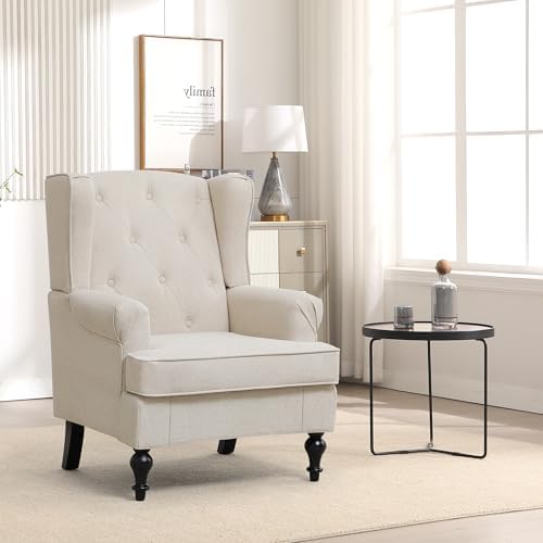 Accent Chair for Living Room, Mid Century Modern Upholstered Armchair, Wingba...