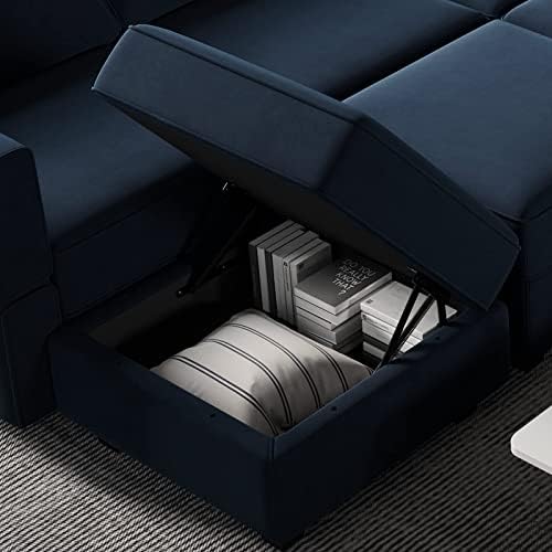 Belffin Modular Sectional Arm Accent Chair with Storage Seat Velvet Armchair ...