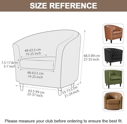 Velvet Club Chair Slipcover 2 Piece Swivel Barrel Chair Covers Slipcover Tub ...