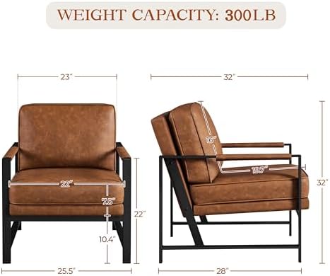 Yaheetech Mid-Century Accent Chair, Modern Armchair, Light Brown