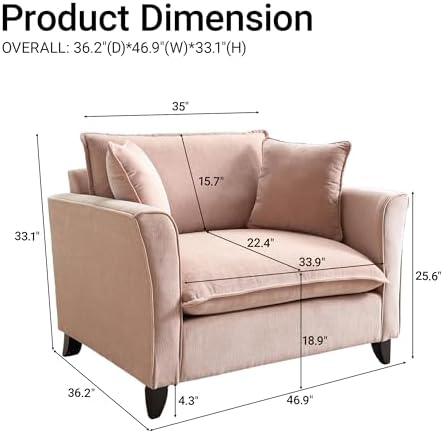 ERYE 46.9" Chenille Upholstered Accent Chair Wide Seat for Living Room B...