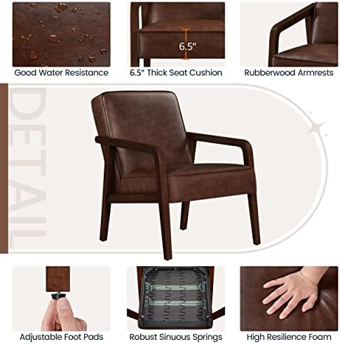 Yaheetech Accent Chair, Mid-Century Modern Vibe, Dark Brown