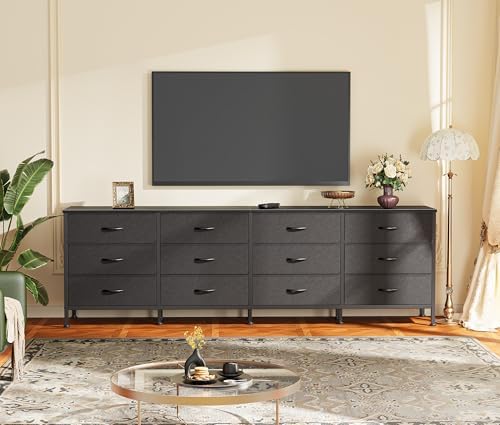 Huuger 70 Inch Black Dresser for Bedroom, TV Stand for 65, 75, 80 Inch TV, 12...
