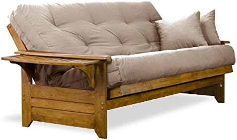 Nirvana Futons Brentwood Tray Arm Futon Frame, Drawers, and Microfiber Khaki ...