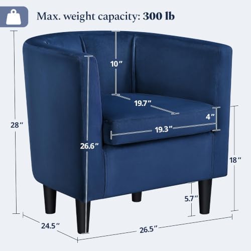 Yaheetech Barrel Accent Chairs Set of 2, Modern Armchairs, Blue