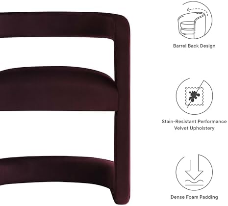 Modway Winslow Stain-Resistant Performance Velvet Dining Chair in Mulberry - ...