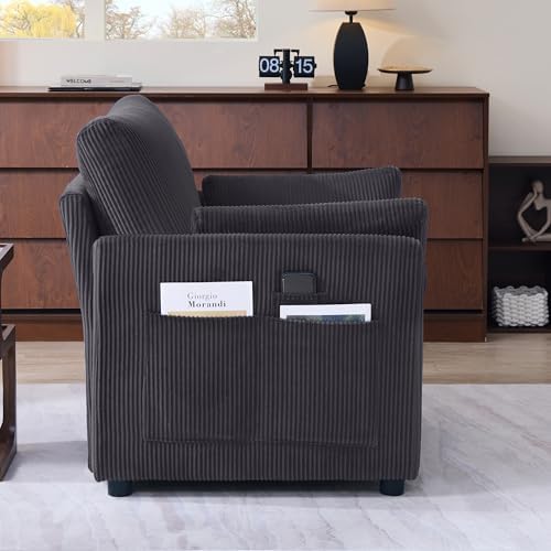 Mofolit 38“ Modern Corduory Accent Chair with High Back (Cream)