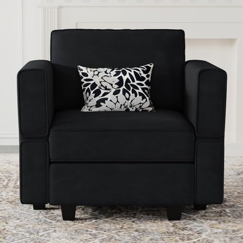 Belffin Modular Sectional Arm Accent Chair with Storage Seat Velvet Armchair ...