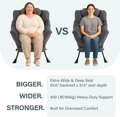 Furlide Lazy Chair with Ottoman, Modern Lounge Chair with Lumbar Pillow, Acce...