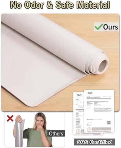 Beige Vinyl Floor Mat for Home, 3'×5' Waterproof Area Mat for Lving Room