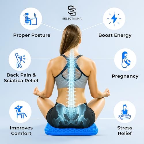 Gel Seat Cushion for Long Sitting, Pressure Relief for Tailbone and Back