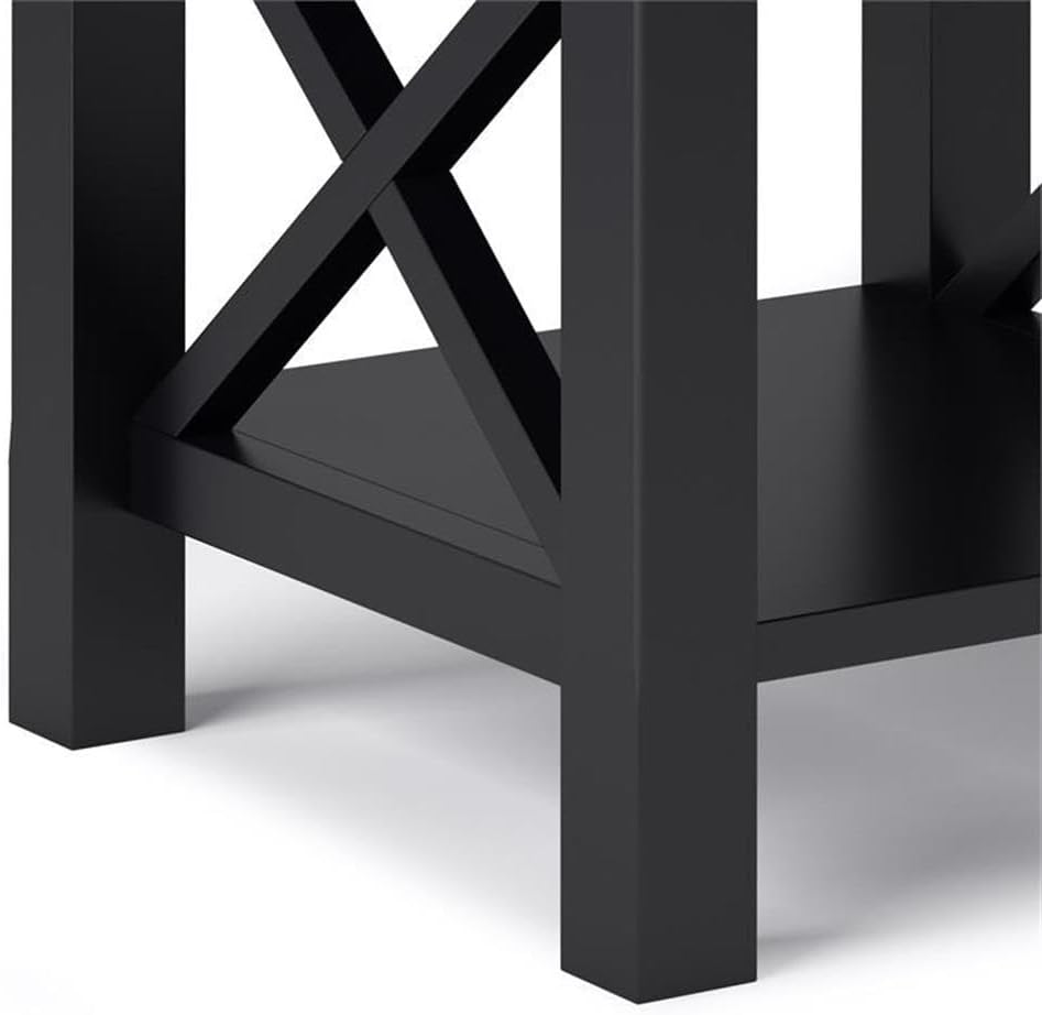 Pemberly Row Solid Wood End Table with Storage, Black Finish, 20.5" W x ...