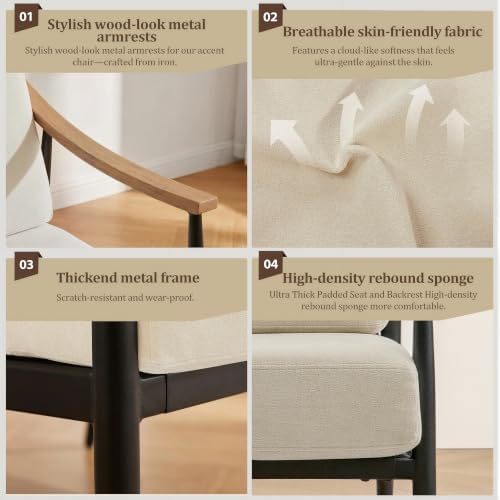 RNKSFX Modern Accent Chairs Set of 2 for Living Room Bedroom Mid Century Arm ...