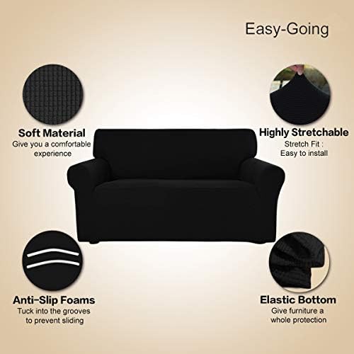 Easy-Going Stretch Couch Covers for Sofa Washable Large Black
