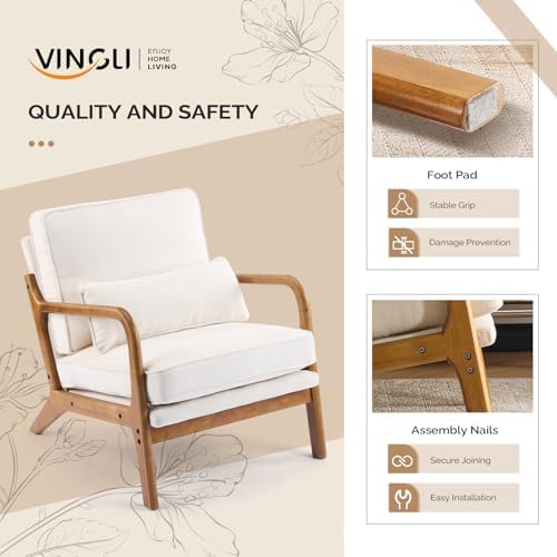 VINGLI Chenille Mid-Century Modern Accent Chair Set of 2, Cute Reading Arm Ch...