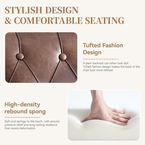 Faux Leather Modern Accent Chair, Upholstered Armchair with Button Tufted Bac...