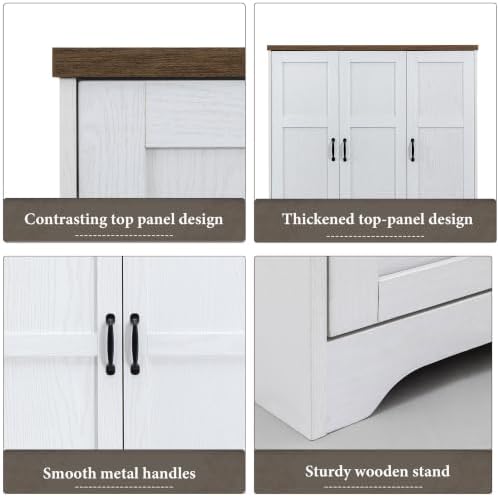 Yechen 3-Door Wooden Armoire Wardrobe Closet with Drawers and Shelves, Bedroo...