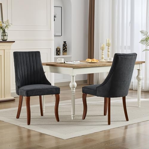 LKTART Upholstered Dining Chairs Set of 2, Solid Wood Kitchen Dining Room Cha...