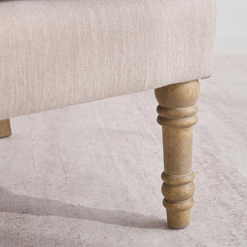 Accent Chair with Ottoman, Farmhouse Armchair, Natural Beige