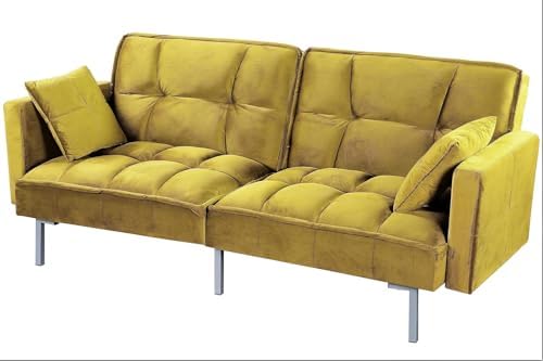 Container Furniture Direct Regal 75.6" Velvet Convertible Sofa Bed - Mid...