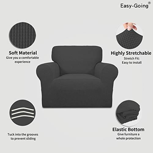 Easy-Going Stretch Chair Sofa Slipcover Washable Dark Gray