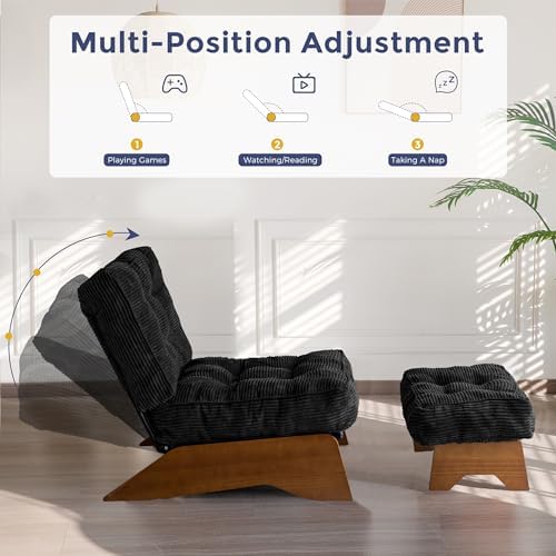 MAXYOYO Accent Chair with Ottoman, Lounge Chair with Adjustable Backrest
