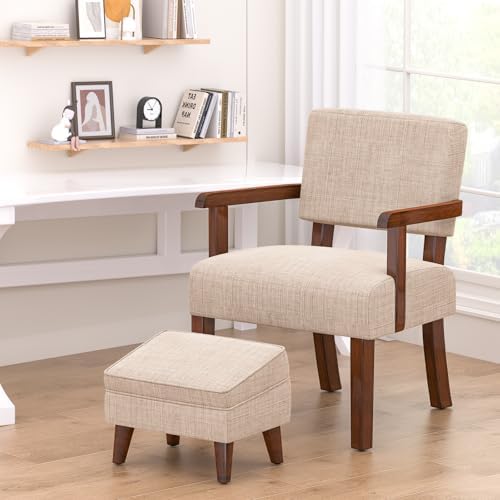 FAGAGA Accent Chairs with Adjustable Ottoman, Comfy Arm Footrest Set, Storage...