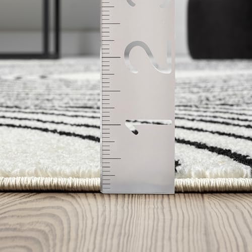Abani Cream and Black Swirl Area Rug | 6" x 9" Beige Carpet with Wa...