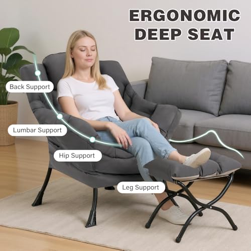 Modern Lazy Chair with Ottoman Lounge Accent Reading Chair for Living Room