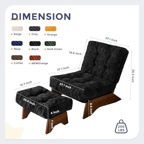 MAXYOYO Accent Chair with Ottoman, Lounge Chair with Adjustable Backrest