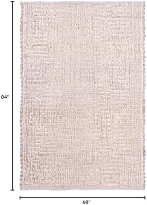 5X7 Jute & Cotton Rug Braided Boho Rugs - Farmhouse Decor - Hand Woven Na...
