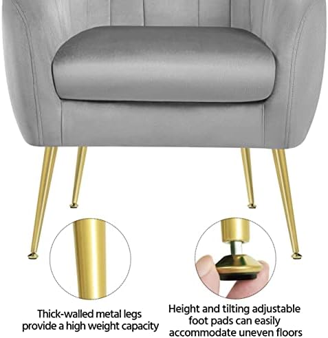 Yaheetech Barrel Accent Chair, Modern Cozy Vanity Chair, Gray