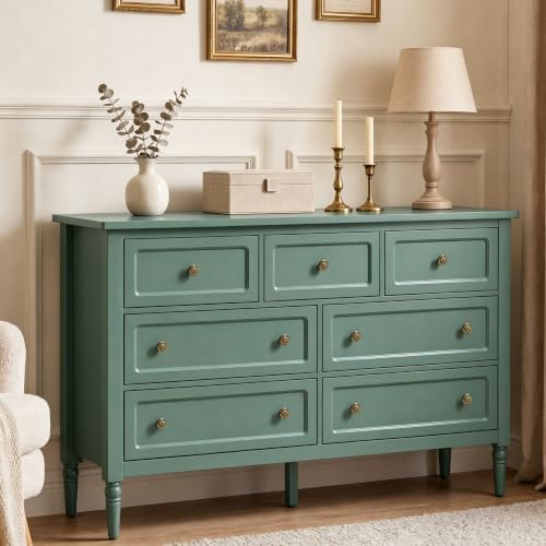 RoyalCraft 7 Drawer Dresser for Bedroom, 53" Wide Vintage Chest of Drawers