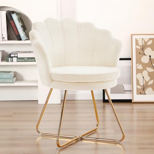 Furnimart Vanity Chair with Back, Shell Accent Chair for Living Room, Criss C...