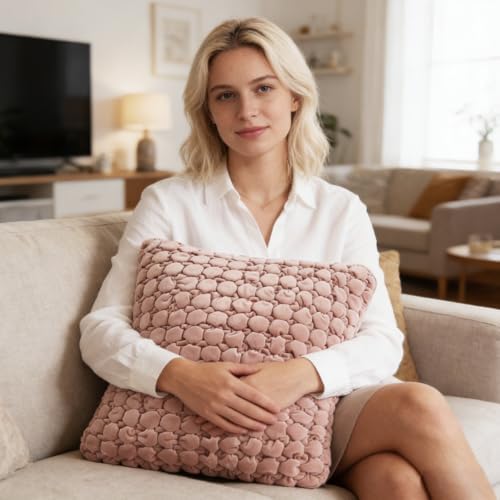 Velvet Throw Pillow Covers 18x18 Set of 2 Pink Cushion Case