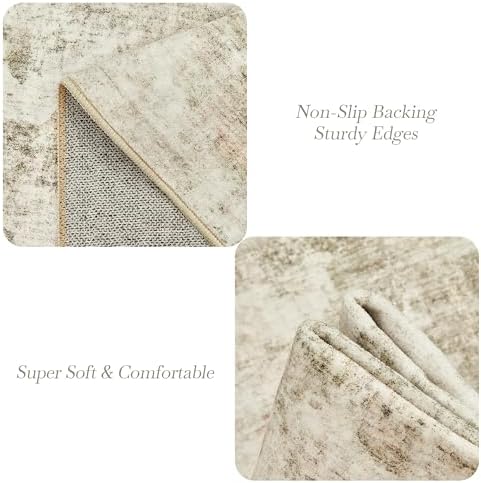 Soalmost Abstract Rug 8x10 Large Living Room Area Rugs Washable Beige/Gray