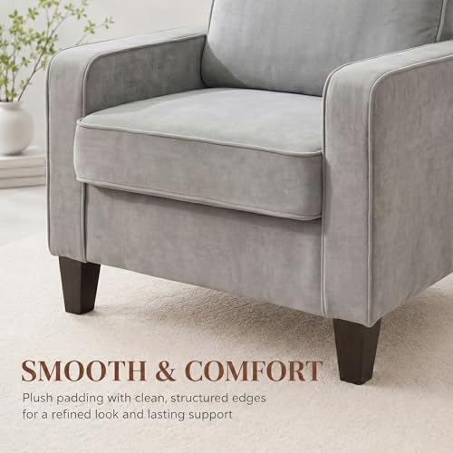Accent Chair for Living Room, Modern Reading Chair for Bedroom, Light Grey