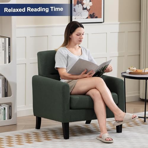 Accent Chair, Mid Century Modern Living Room Chairs Reading Chair, Green