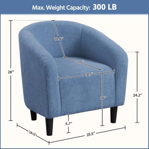 Yaheetech Compact Sherpa Accent Chairs Set of 2 for Small Spaces, Blue