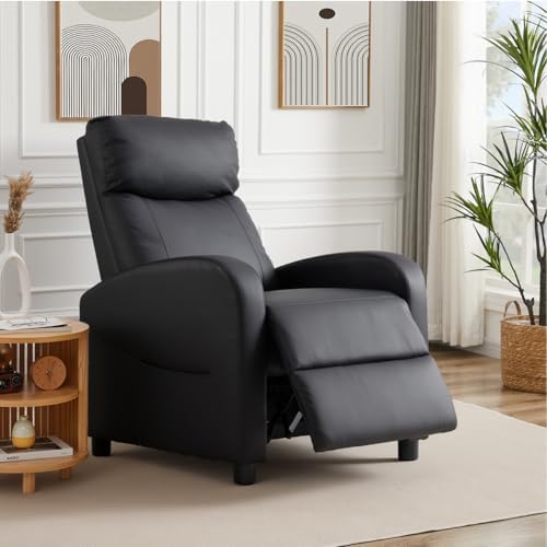 Sweetcrispy Recliner Chair PU Leather Recliner Sofa No Massage, Home Theater ...