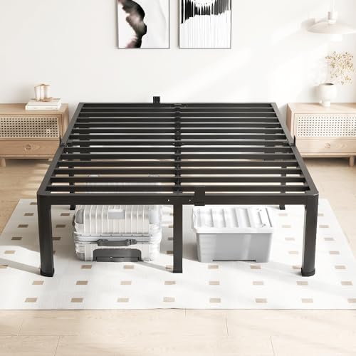 VIPSHOW 18 Inch Queen Bed Frame with Round Corners No Box Spring Needed