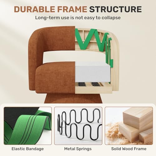 Nebuaegis Swivel Accent Chair Set of 2, Modern Comfy Chenille Barrel Chairs, ...