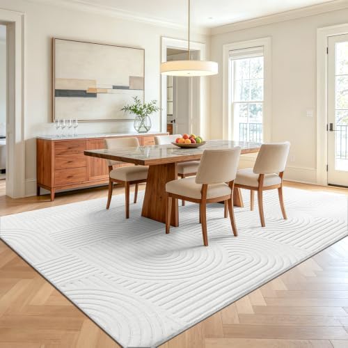Pauwer 6x9 Area Rugs for Living Room, Modern Non Slip Washable Rug, White