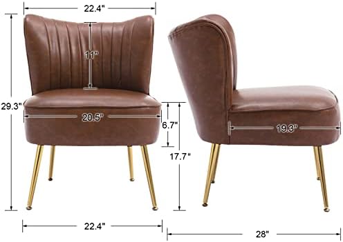 DUOMAY Modern Accent Chair Set of 2 PU Leather Slipper Chair Wingback Side Ch...