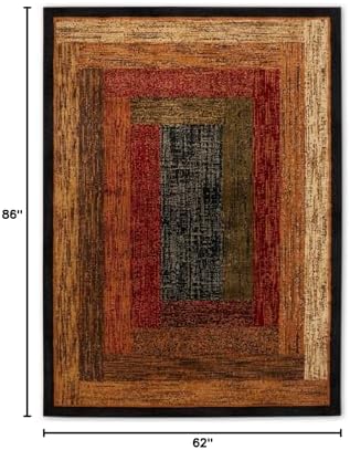 Home Dynamix Vega Modern Area Rug, Geometric Black/Brown/Red 5'2"X7&...