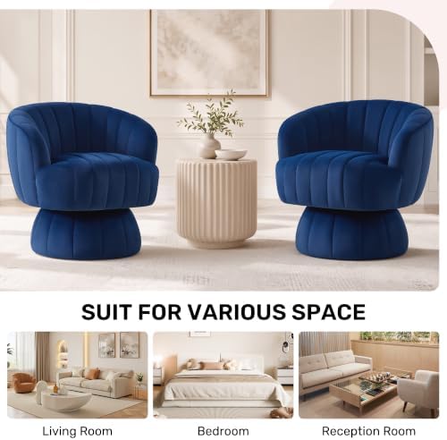 360°Swivel Accent Barrel Chair, Cute Comfy Small Round Arm Chair, Club Readin...
