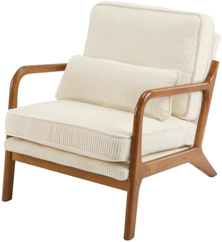 Karl home Mid-Century Modern Accent Reading Chair, Beige